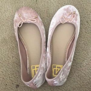Pink velvet flats